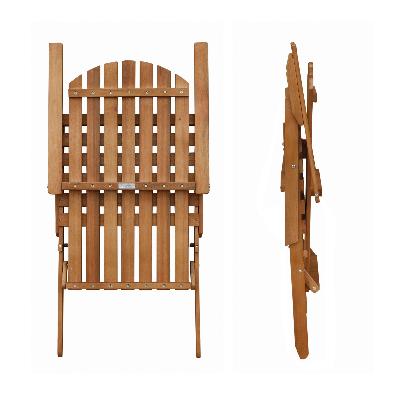 Fauteuil relax pliant inclinable 3 positions en bois d'eucalyptus