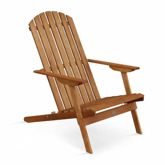 Fauteuil relax pliant inclinable 3 positions en bois d'eucalyptus