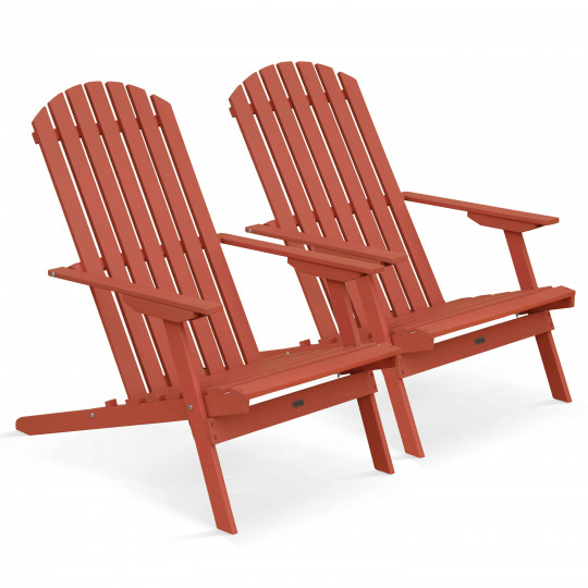 Lot de 2 fauteuils relax pliant inclinable 3 positions en bois d'eucalyptus