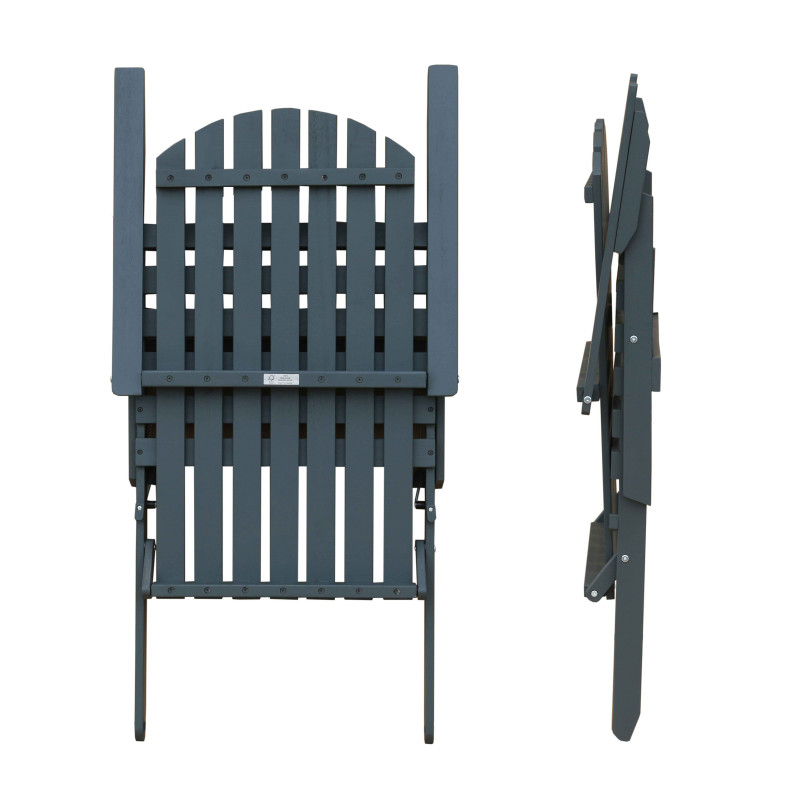 Lot de 2 fauteuils relax pliant inclinable 3 positions en bois d'eucalyptus (4/6)