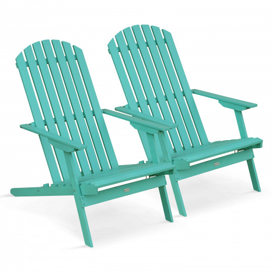 Lot de 2 fauteuils relax pliant inclinable 3 positions en bois d'eucalyptus