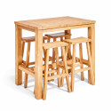 Table et 4 tabourets de bar en teck recyclé massif