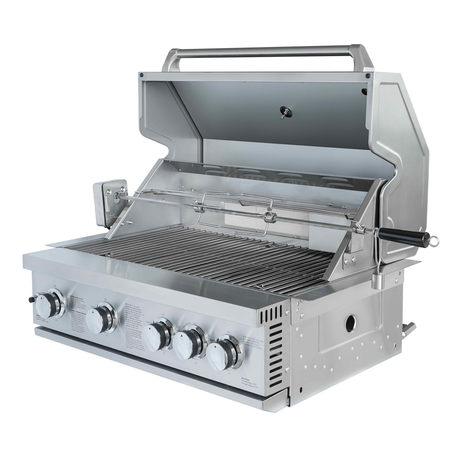 Meuble acier Barbecue gaz 4 + 1 brûleurs pour cuisine extérieure