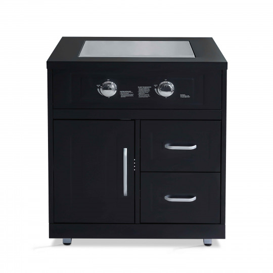 Meuble gazinière acier 2 brûleurs pour cuisine extérieure