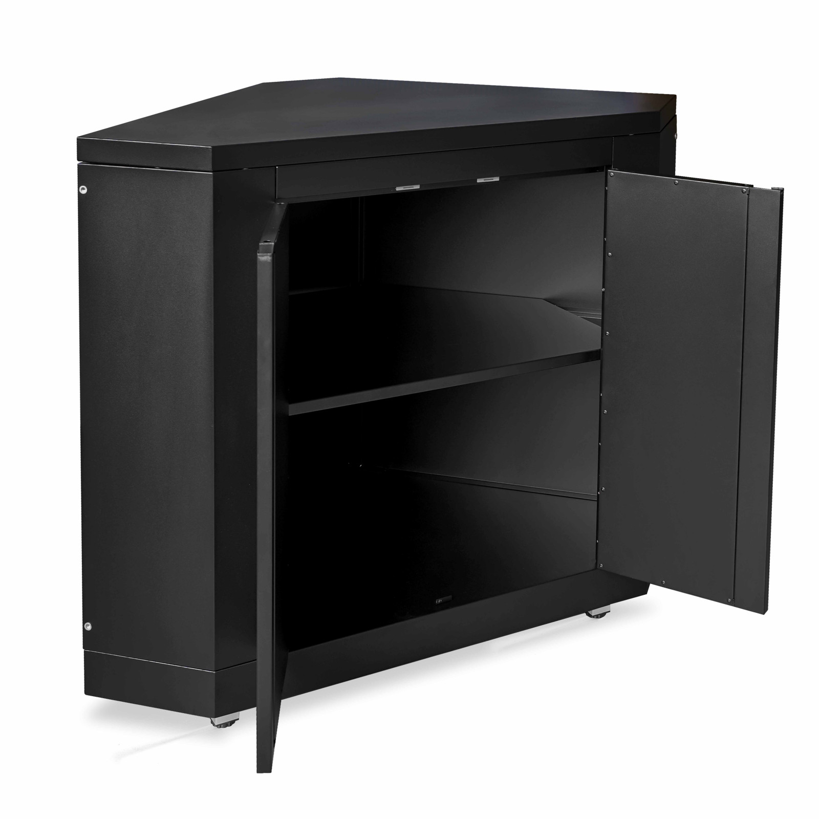 Meuble de rangement d'angle en acier pour cuisine extérieure