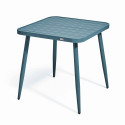 Table de jardin carrée 75 x 75 cm et 2 chaises avec accoudoirs en aluminium