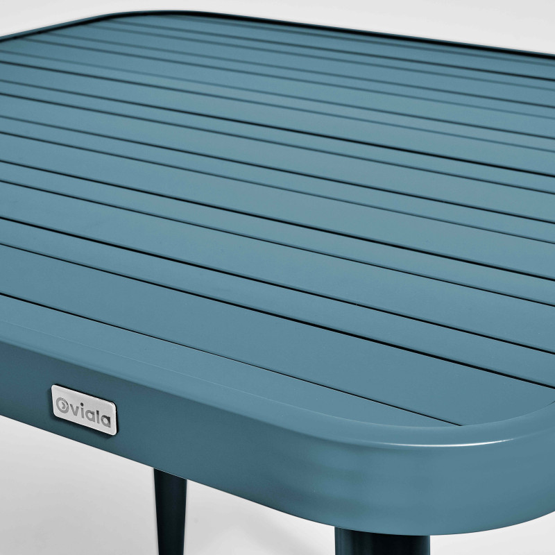 Table de jardin carrée 75 x 75 cm et 2 chaises avec accoudoirs en aluminium (2/7)