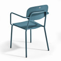 Table de jardin carrée 75 x 75 cm et 2 chaises avec accoudoirs en aluminium