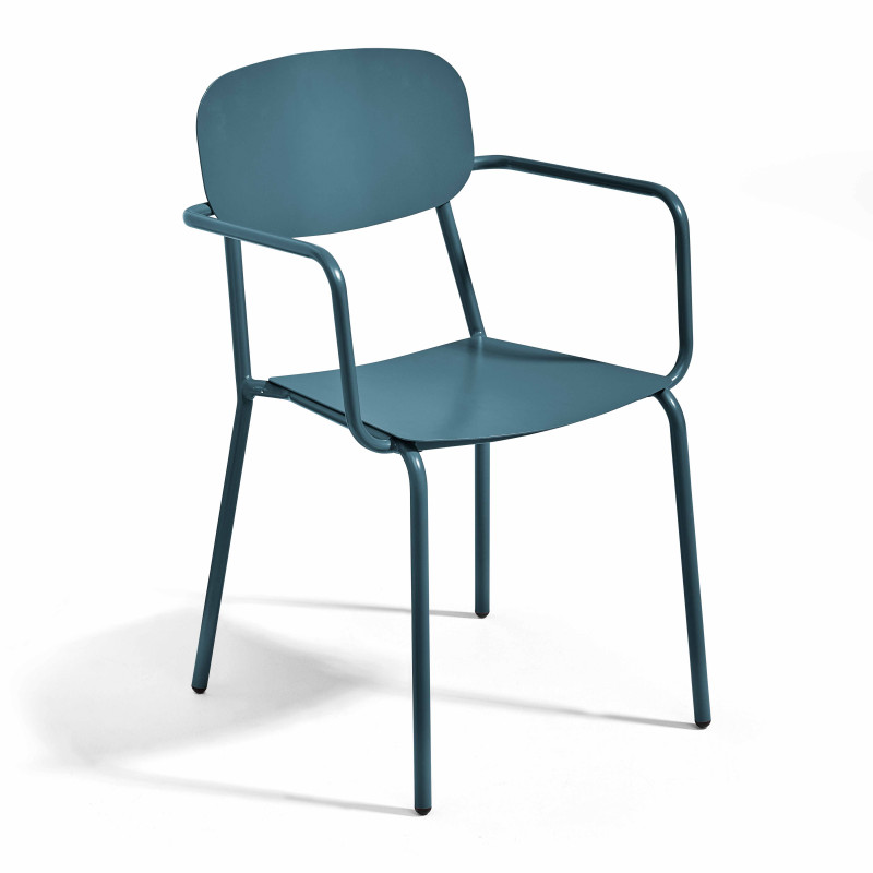 Table de jardin carrée 75 x 75 cm et 2 chaises avec accoudoirs en aluminium (5/7)
