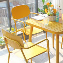 Table de jardin carrée 75 x 75 cm et 2 chaises avec accoudoirs en aluminium