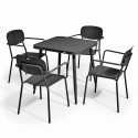 Table de jardin carré 75 x 75 cm et 4 chaises avec accoudoirs en aluminium