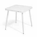 Table de jardin carré 75 x 75 cm et 4 chaises avec accoudoirs en aluminium