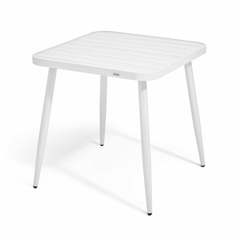 Table de jardin carré 75 x 75 cm et 4 chaises avec accoudoirs en aluminium