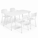 Table de jardin rectangulaire 150 x 75 cm avec 4 fauteuils en aluminium