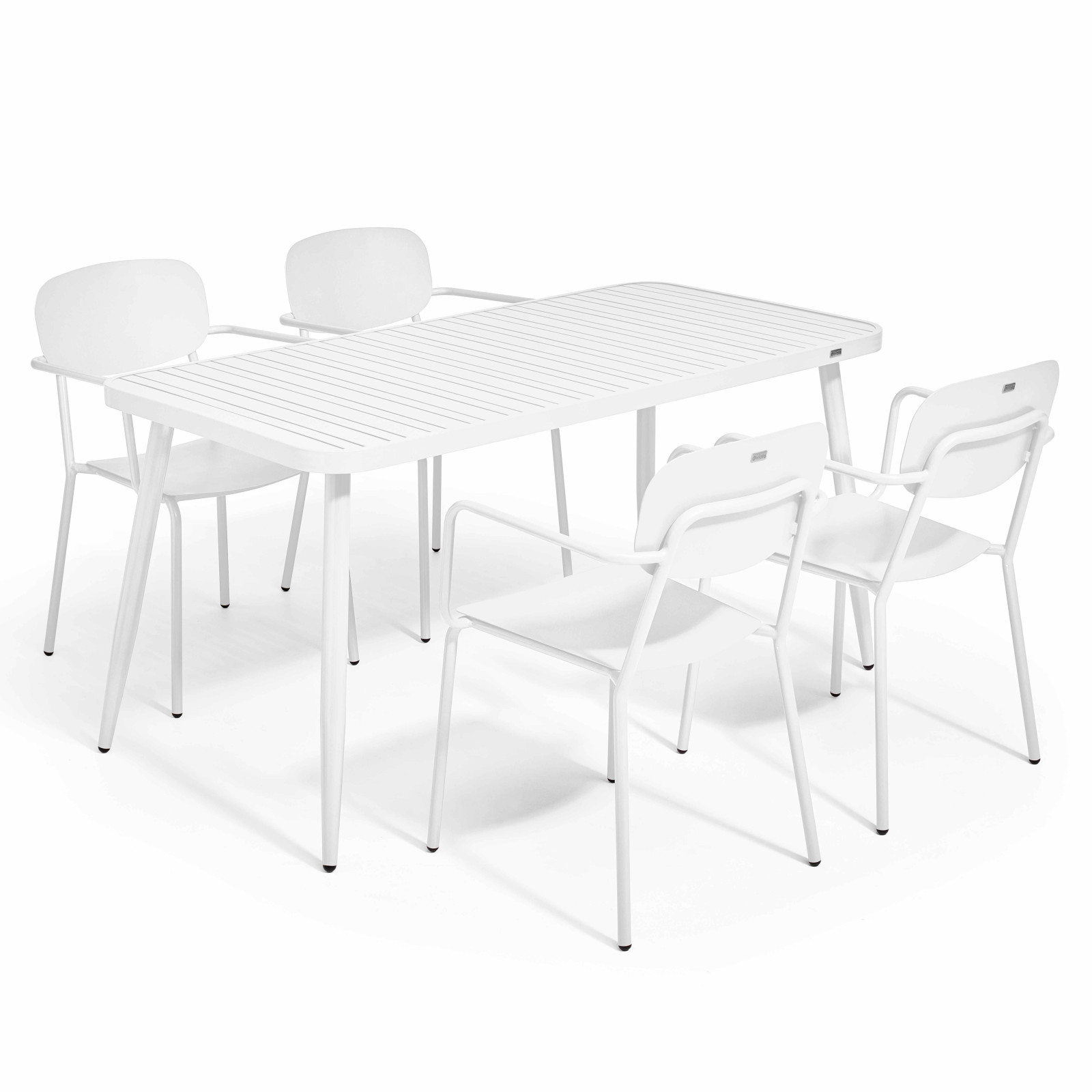 Table de jardin rectangulaire 150 x 75 cm avec 4 fauteuils en aluminium
