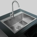 Cuisine d’extérieur d'angle en acier 7 éléments dont 3 modules de cuisson et évier