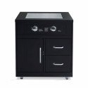 Cuisine d’extérieur d'angle en acier 7 éléments dont 3 modules de cuisson et évier