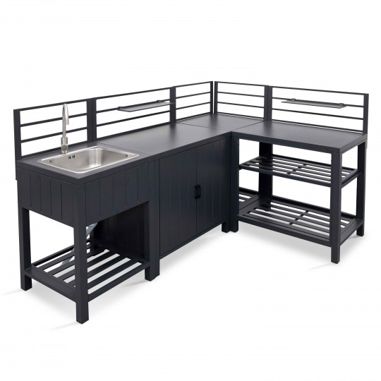 Cuisine d'extérieur d'angle en aluminium 5 éléments avec évier