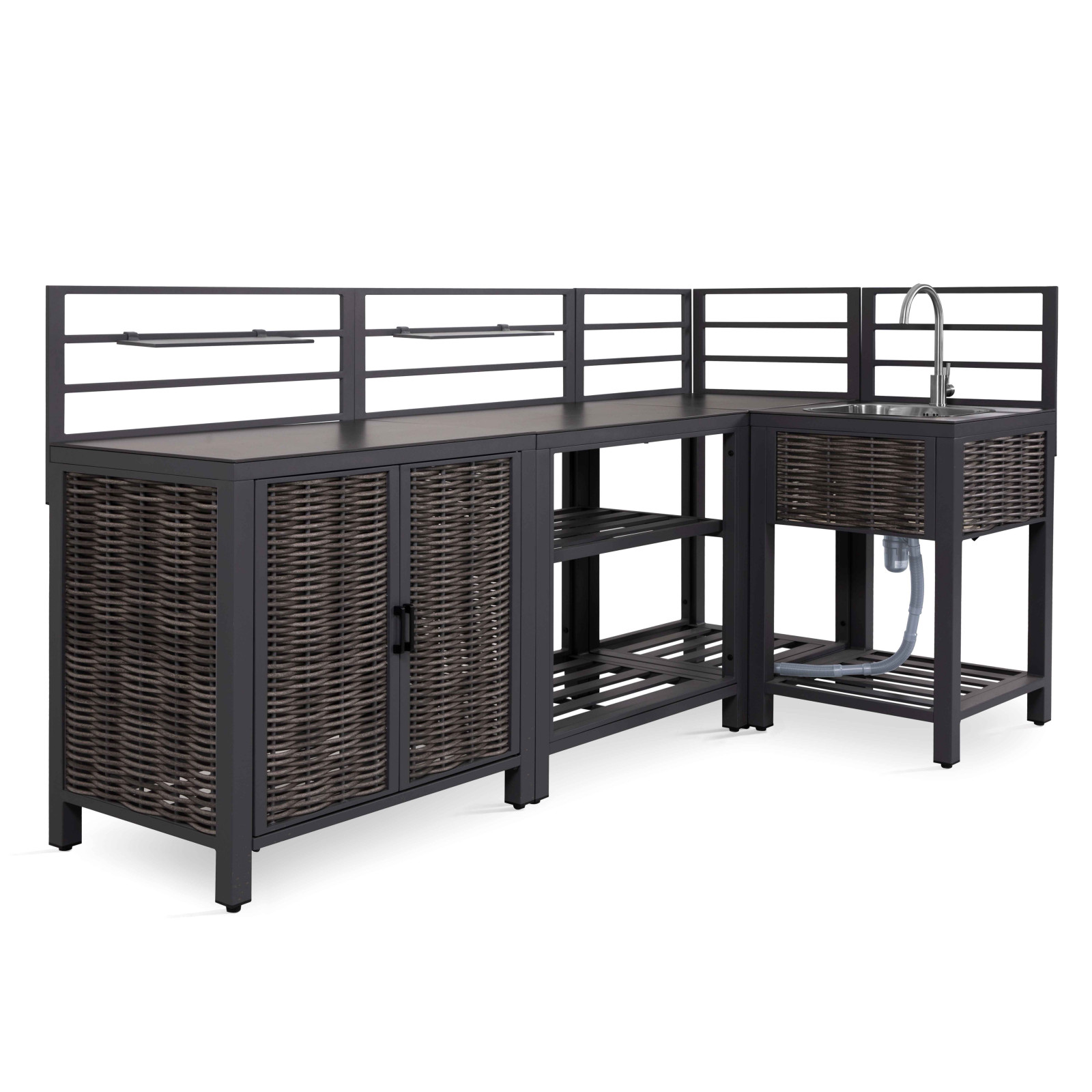 Meuble d'angle en aluminium pour cuisine extérieure