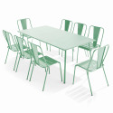 Table de jardin rectangulaire 180 x 90 et 8 chaises bistrot en métal