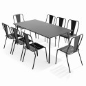 Table de jardin rectangulaire 180 x 90 et 8 chaises bistrot en métal