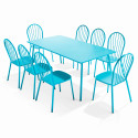 Table de jardin rectangulaire 180 x 90cm et 8 chaises bistrot en métal