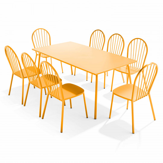 Table de jardin en métal 180x90 cm et 8 chaises | Oviala