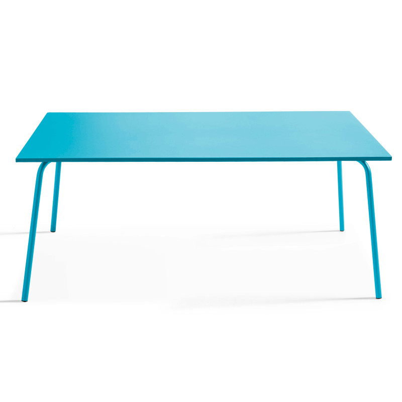 Table de jardin rectangulaire 180 x 90cm et 8 chaises bistrot en métal
