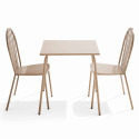 Table de jardin carrée 70 x 70 cm et 2 chaises en métal