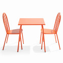 Table de jardin carrée 70 x 70 cm et 2 chaises en métal