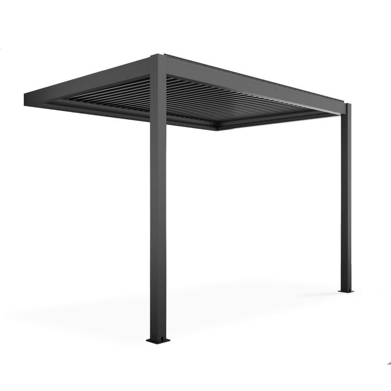 Pergola bioclimatique adossée 3x3m en aluminium avec 1, 2 ou 3 stores