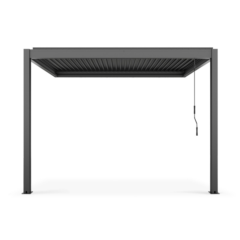 Pergola bioclimatique adossée 3x3m en aluminium avec 1, 2 ou 3 stores