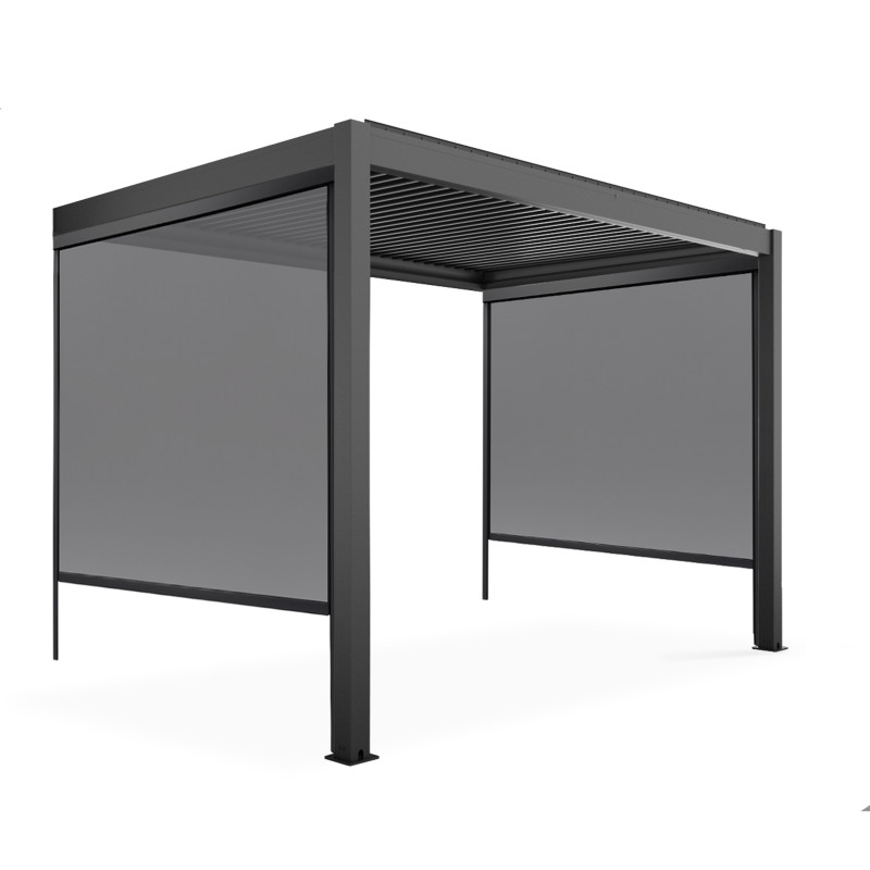 Pergola bioclimatique adossée 3x3m en aluminium avec 1, 2 ou 3 stores