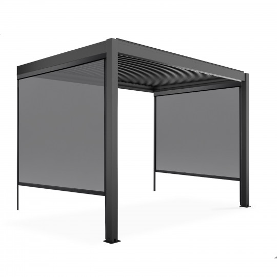 Pergola bioclimatique adossée 3x3m en aluminium avec 1, 2 ou 3 stores