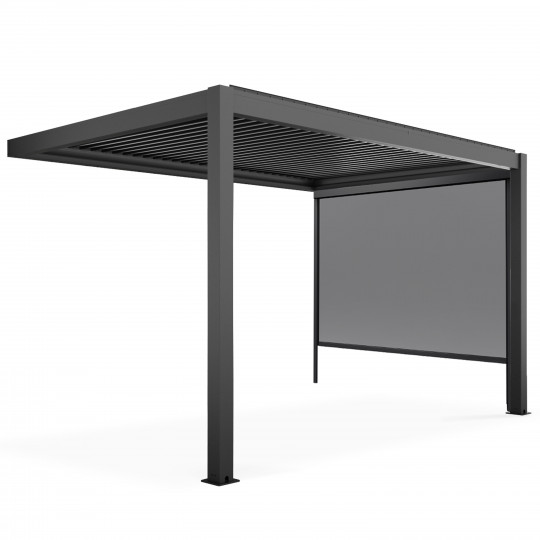 Pergola bioclimatique adossée 3x4m en aluminium avec 1, 2 ou 3 stores