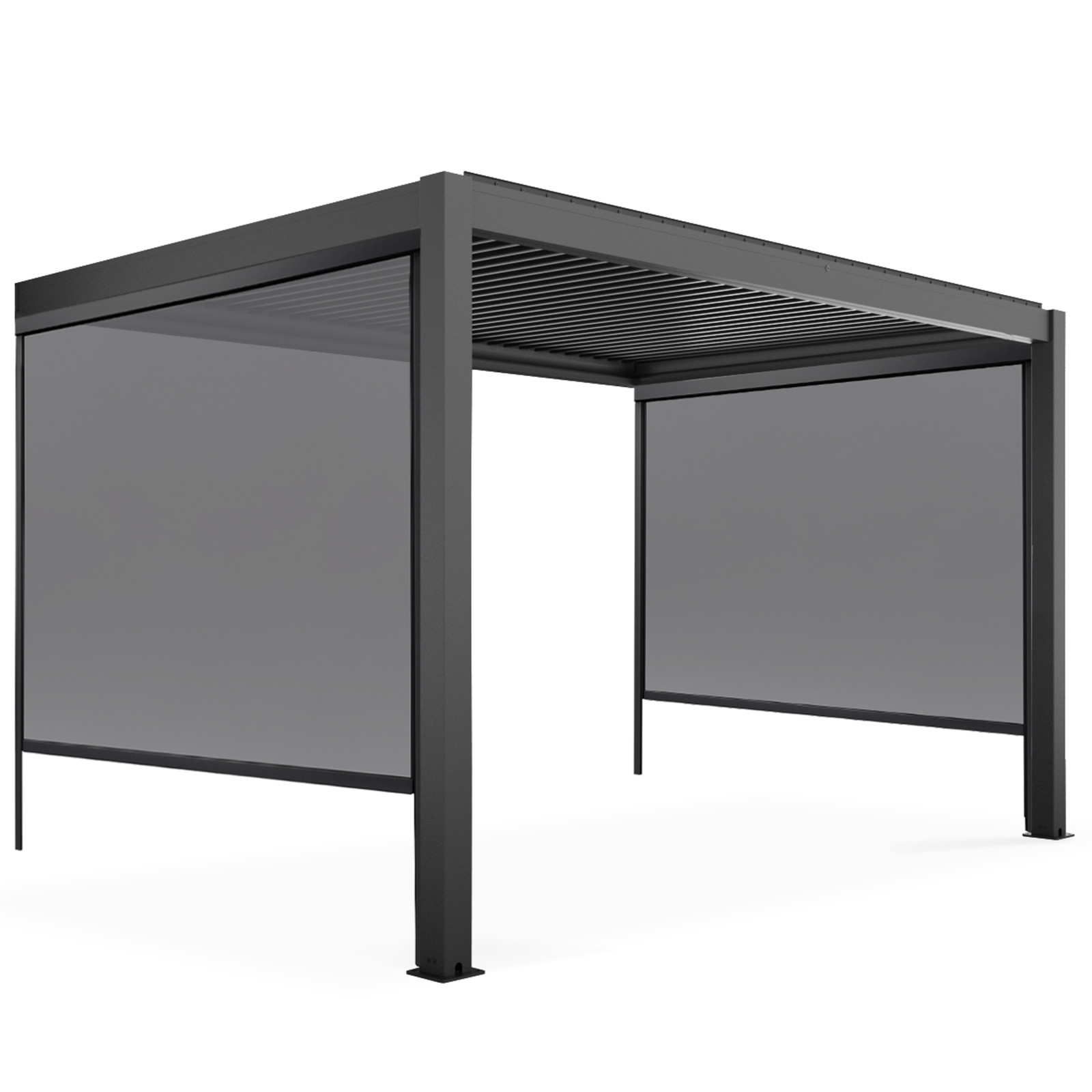 Pergola bioclimatique adossée 3x4m en aluminium avec 1, 2 ou 3 stores