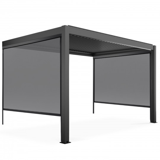 Pergola bioclimatique adossée 4x3m en aluminium avec 1, 2 ou 3 stores | Oviala