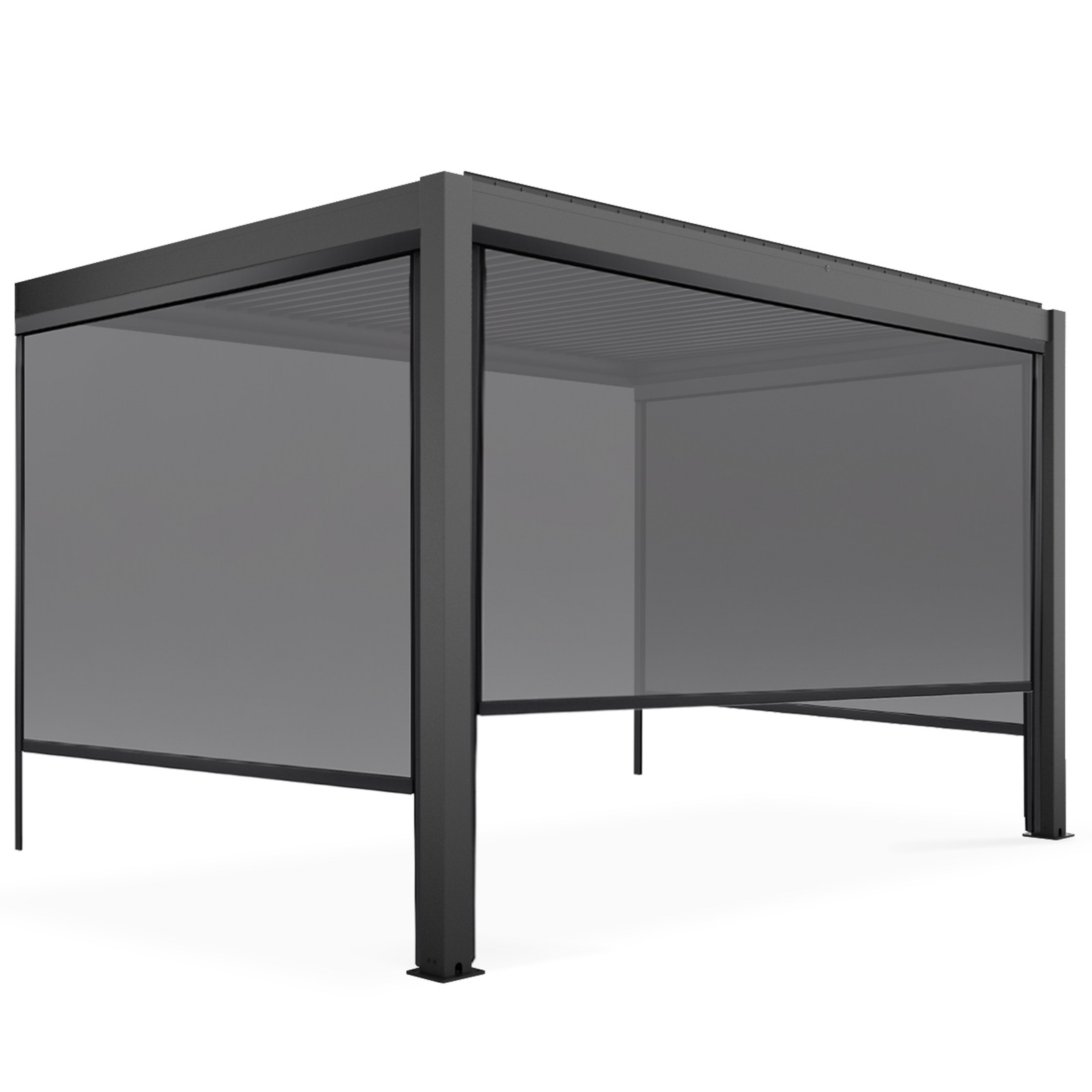 Pergola bioclimatique adossée 3x4m en aluminium avec 1, 2 ou 3 stores