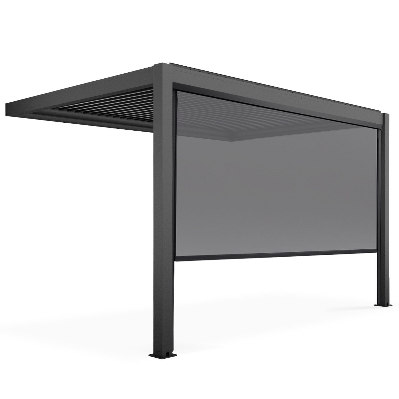 Pergola bioclimatique adossée 3x4m en aluminium avec 1, 2 ou 3 stores