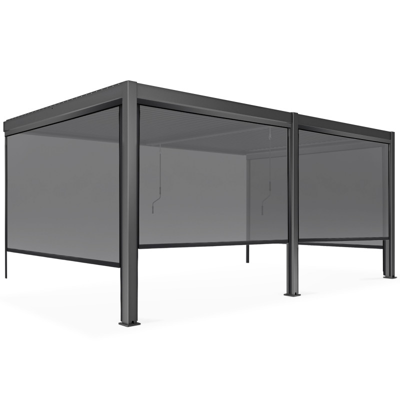 Pergola bioclimatique adossée 3x6m en aluminium avec 2 ou 4 stores