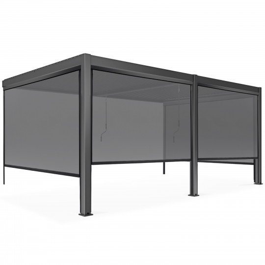 Pergola bioclimatique adossée 6x3m en aluminium avec 2 ou 4 stores | Oviala