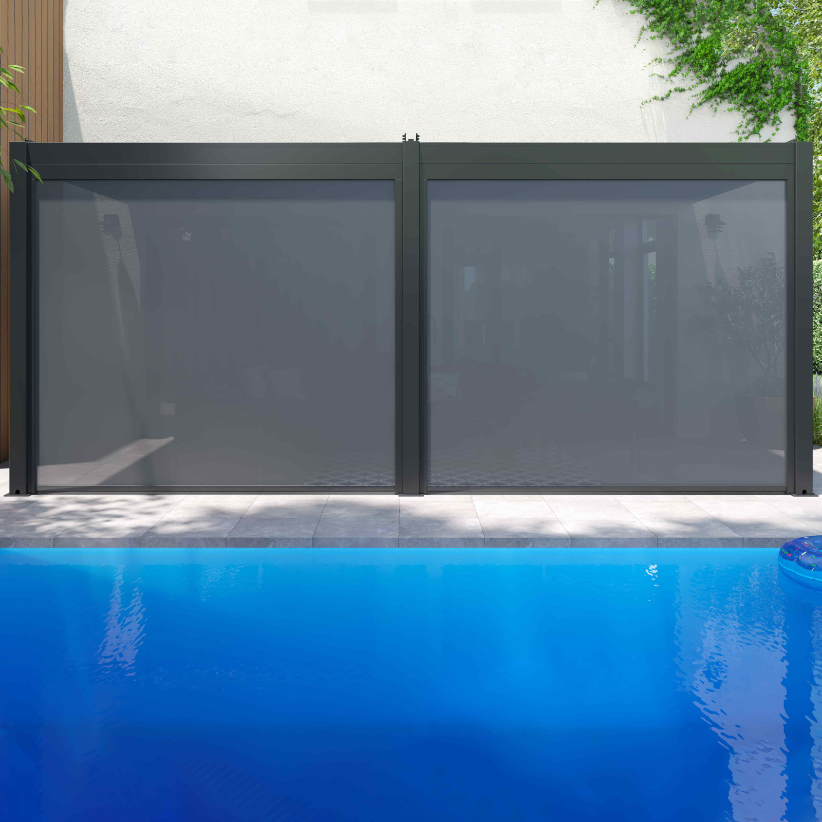 Pergola bioclimatique adossée 3x6m en aluminium avec 2 ou 4 stores