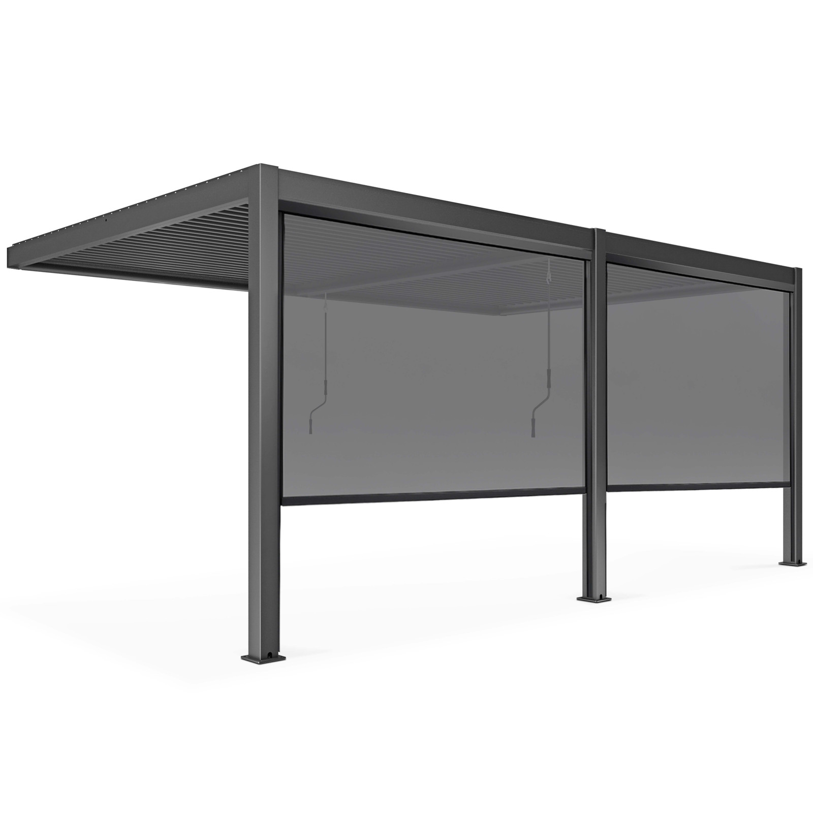Pergola bioclimatique adossée 3x6m en aluminium avec 2 ou 4 stores
