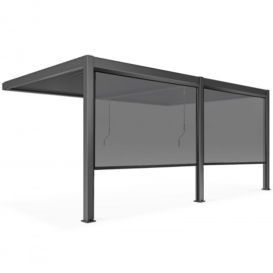 Pergola bioclimatique adossée 3x6m en aluminium avec 2 ou 4 stores