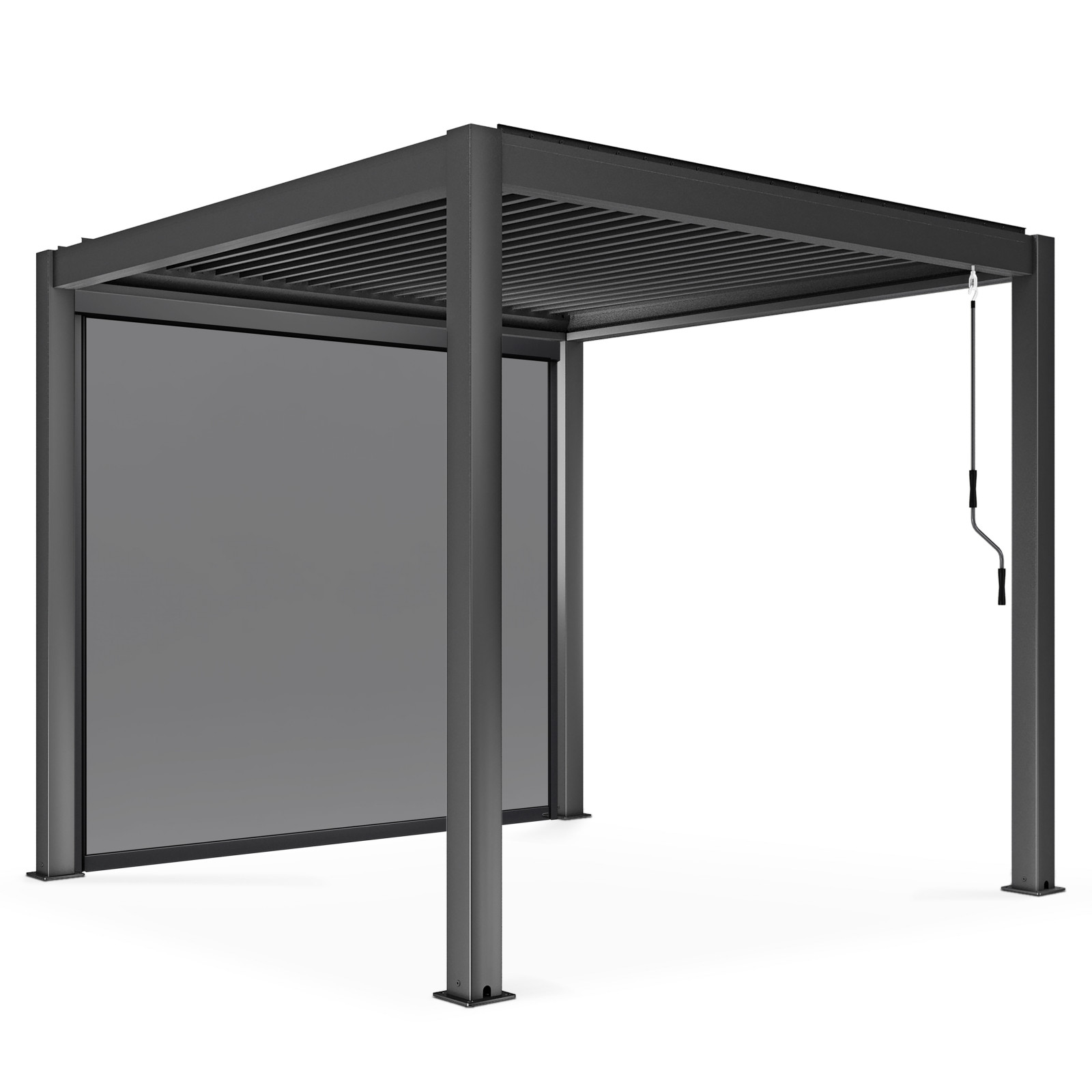 Pergola bioclimatique autoportée 3x3m en aluminium avec 1, 2 ou 3 stores