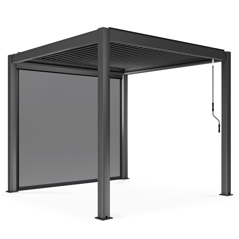 Pergola bioclimatique autoportée 3x3m en aluminium avec 1, 2 ou 3 stores