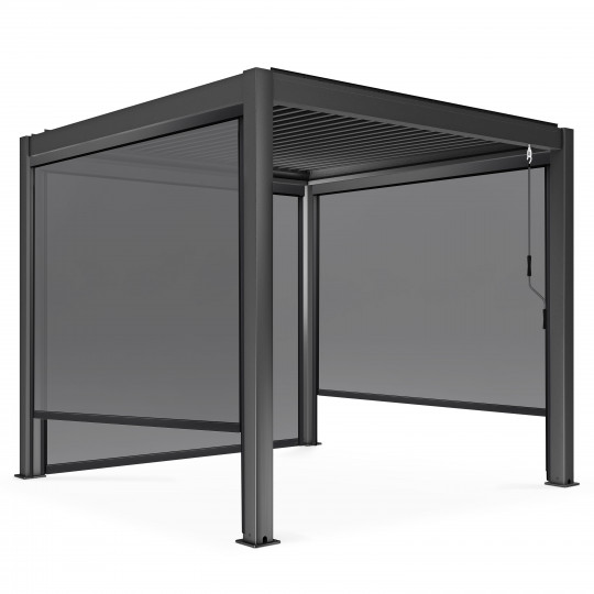Pergola bioclimatique autoportée 3x3m en aluminium avec 1, 2 ou 3 stores