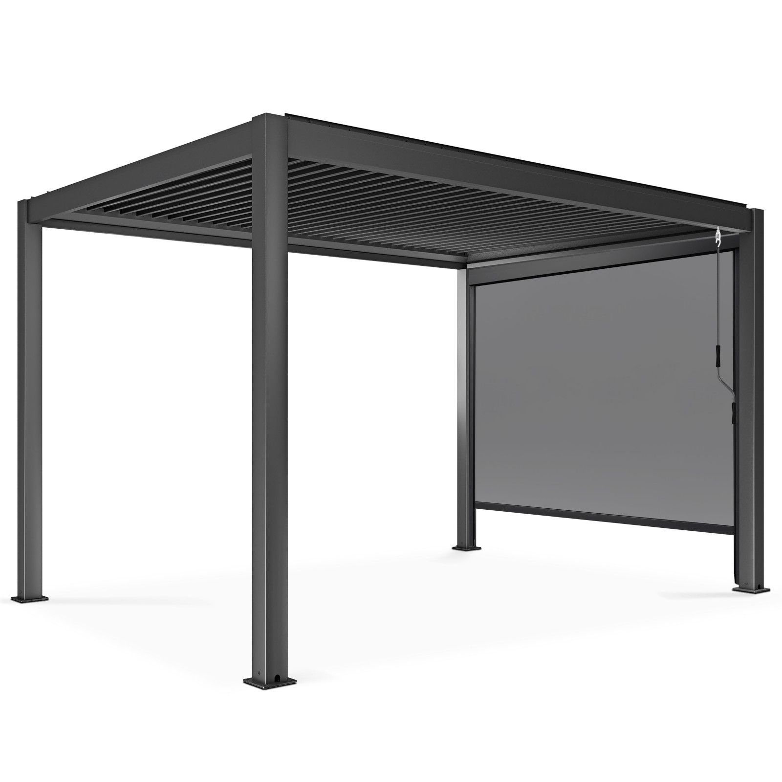 Pergola bioclimatique 3x4m autoportée en aluminium avec 1, 2 ou 3 stores