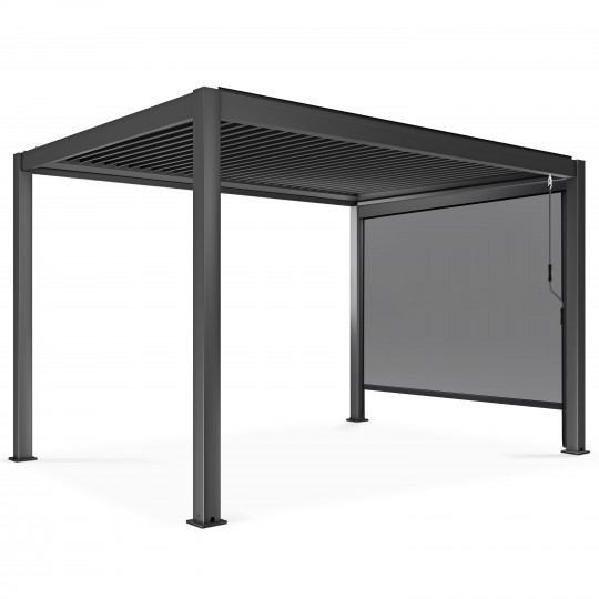 Pergola bioclimatique 3x4m autoportée en aluminium avec 1, 2 ou 3 stores