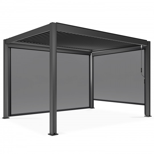 Pergola bioclimatique autoportée 4x3m en aluminium avec 1, 2 ou 3 stores | Oviala
